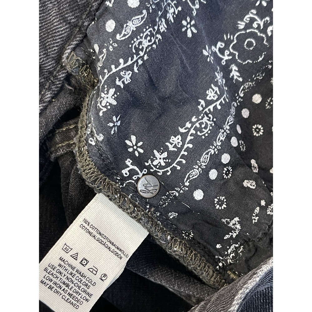 We The Free Jeans Womens 31 Black Faded Denim Mid Rise Skinny‎ Frayed Button Fly - Picture 10 of 11
